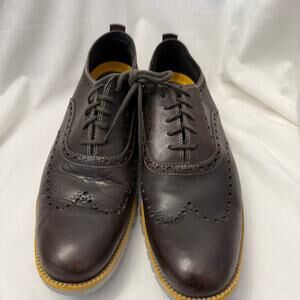 Cole Haan ZeroGrand Wingtip Oxford Mens Dress Shoes Leather Dark Brown 10.5